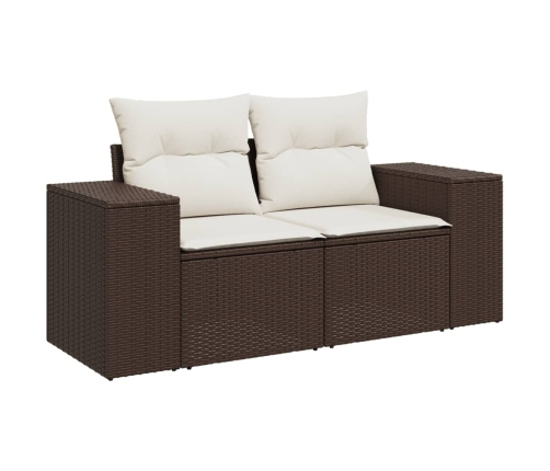 Set de sofás de jardín 11 pzas cojines ratán sintético marrón