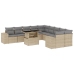 Set de sofás de jardín 11pzas con cojines ratán sintético beige