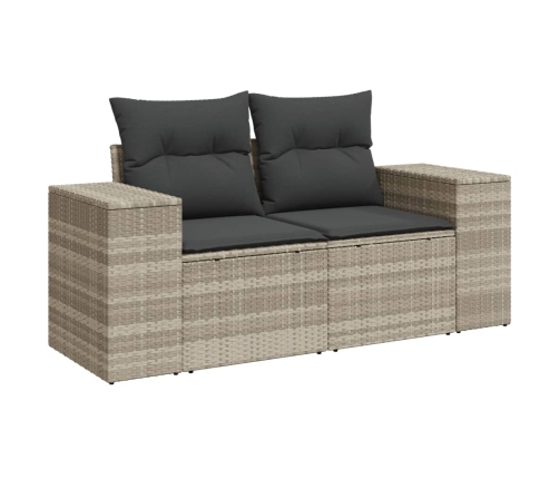 Set de sofás de jardín 11 pzas y cojines ratán sintético gris