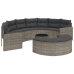 Set de sofá de jardín semicircular 3 pzas ratán sintético gris