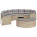 Set de sofá de jardín semicircular 3 pzas ratán sintético beige