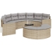 Set de sofá de jardín semicircular 3 pzas ratán sintético beige