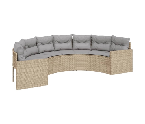 Set de sofá de jardín semicircular 3 pzas ratán sintético beige