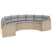 Set de sofá de jardín semicircular 3 pzas ratán sintético beige