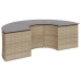 Set de sofá de jardín semicircular 3 pzas ratán sintético beige