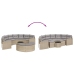 Set de sofá de jardín semicircular 3 pzas ratán sintético beige