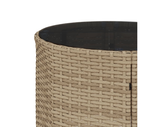 Set de sofá de jardín semicircular 3 pzas ratán sintético beige