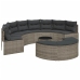 Set de sofá de jardín semicircular 3 pzas ratán sintético gris