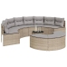 Set de sofá de jardín semicircular 3 pzas ratán sintético beige