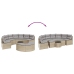 Set de sofá de jardín semicircular 3 pzas ratán sintético beige