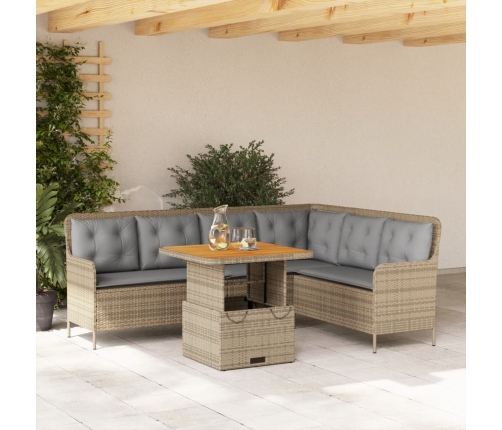 Set de sofás de jardín 2 pzas y cojines ratán sintético marrón