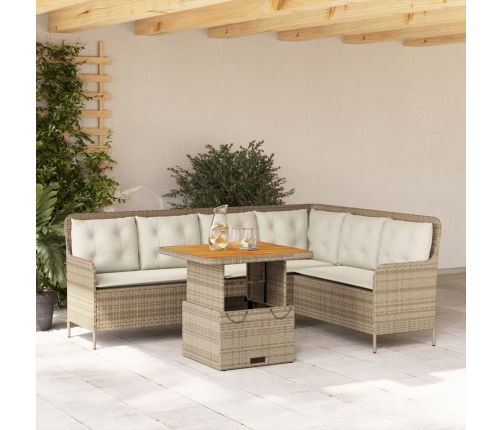 Set de sofás de jardín 2 pzas y cojines ratán sintético marrón