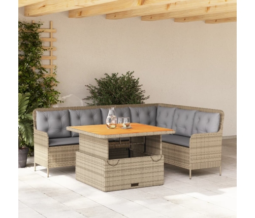 Set de sofás de jardín 2 pzas y cojines ratán sintético marrón