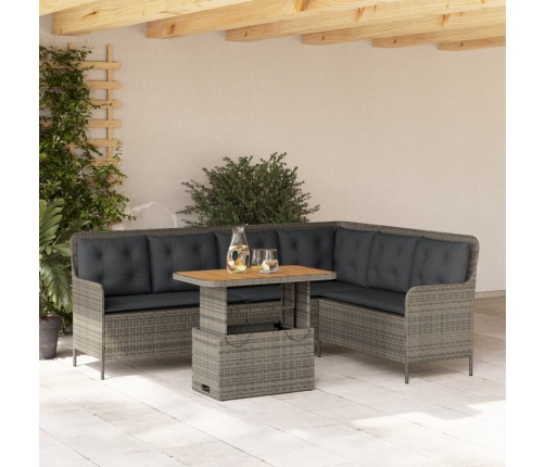 Set de sofás de jardín con cojines 2 pzas ratán sintético gris