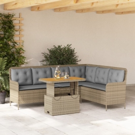 Set de sofás de jardín 2 pzas y cojines ratán sintético marrón