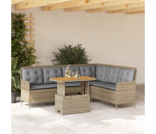 Set de sofás de jardín 2 pzas y cojines ratán sintético marrón