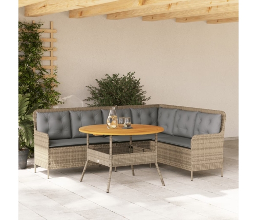 Set de sofás de jardín 2 pzas y cojines ratán sintético marrón