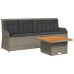 Set de muebles de jardín 3 pzas y cojines ratán sintético gris