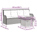 Set de muebles de jardín 3 pzas y cojines ratán sintético gris