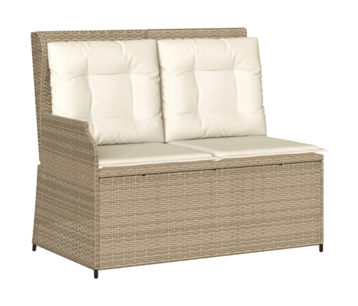 Set muebles de jardín 3 piezas y cojines ratán sintético beige