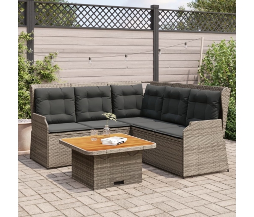 Set de muebles de jardín 4 pzas y cojines ratán sintético gris