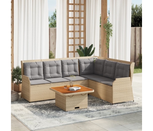 Set muebles de jardín 5 pzas con cojines ratán sintético beige