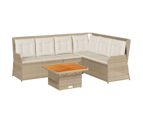 Set muebles de jardín 5 pzas con cojines ratán sintético beige