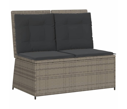 Set de muebles de jardín 7 pzas y cojines ratán sintético gris