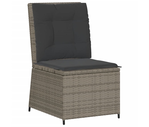 Set de muebles de jardín 7 pzas y cojines ratán sintético gris