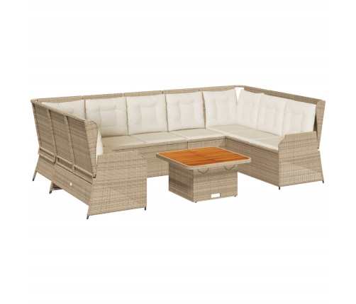 Set de muebles de jardín y cojines 7 pzas ratán sintético beige