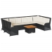 Set de muebles de jardín y cojines 7 pzas ratán sintético negro