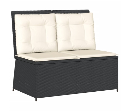 Set de muebles de jardín y cojines 7 pzas ratán sintético negro