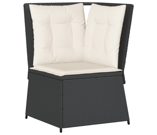 Set de muebles de jardín y cojines 7 pzas ratán sintético negro