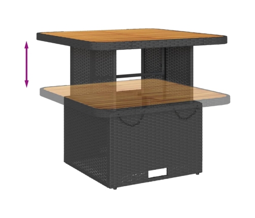 Set de muebles de jardín y cojines 7 pzas ratán sintético negro