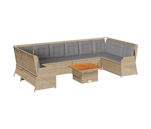 Set de muebles de jardín y cojines 7 pzas ratán sintético beige