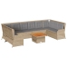 Set de muebles de jardín y cojines 7 pzas ratán sintético beige