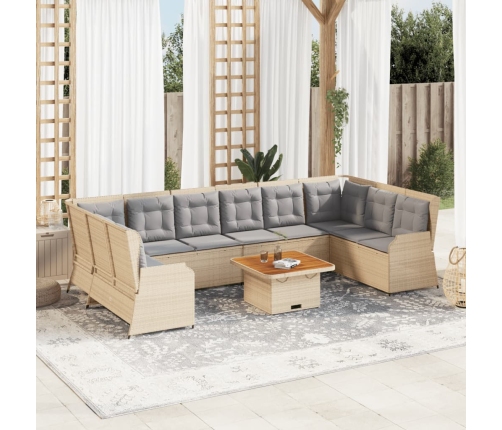 Set de muebles de jardín y cojines 7 pzas ratán sintético beige