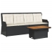 Set de muebles de jardín 3 pzas y cojines ratán sintético negro