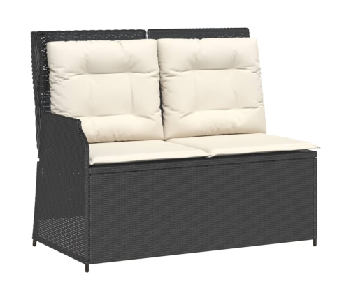 Set de muebles de jardín 3 pzas y cojines ratán sintético negro