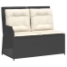 Set de muebles de jardín 3 pzas y cojines ratán sintético negro