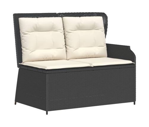 Set de muebles de jardín 3 pzas y cojines ratán sintético negro
