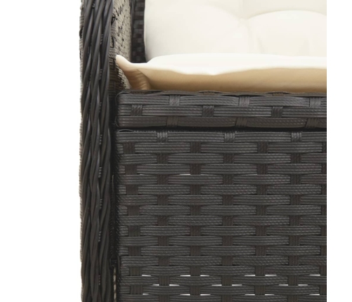 Set de muebles de jardín 3 pzas y cojines ratán sintético negro