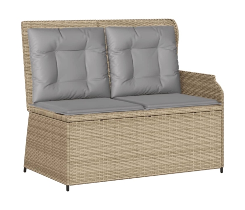 Set muebles de jardín 3 piezas y cojines ratán sintético beige