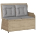 Set muebles de jardín 3 piezas y cojines ratán sintético beige
