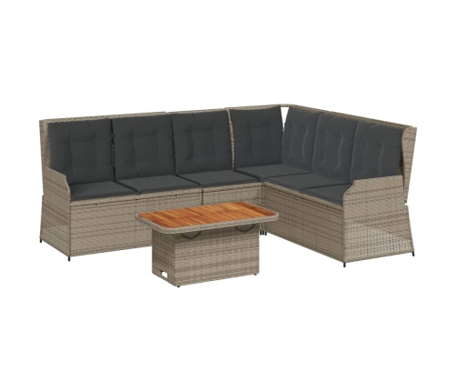 Set de muebles de jardín 5 pzas y cojines ratán sintético gris
