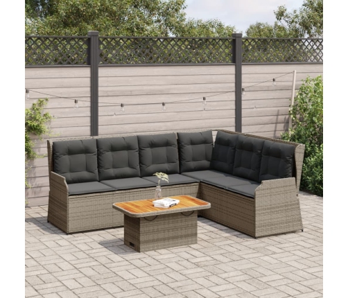 Set de muebles de jardín 5 pzas y cojines ratán sintético gris