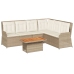 Set muebles de jardín 5 pzas con cojines ratán sintético beige