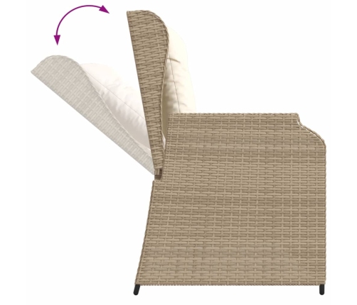 Juego de sofás de jardín con cojines beige 3 pzas ratán PE
