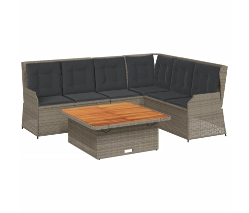 Set de muebles de jardín 5 pzas y cojines ratán sintético gris