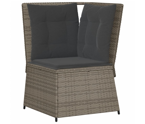 Set de muebles de jardín 5 pzas y cojines ratán sintético gris